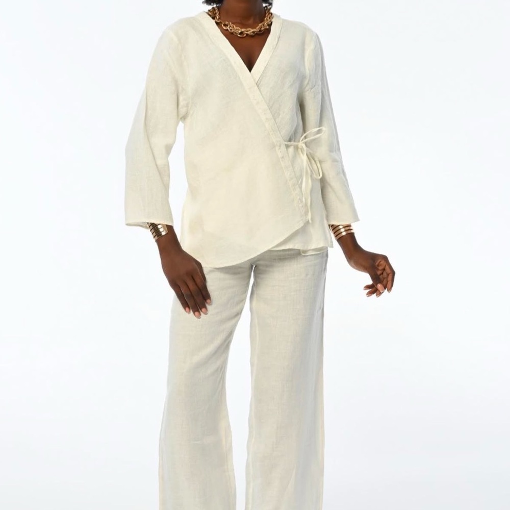 NWT 100% LINEN PANTS SIZE M/L